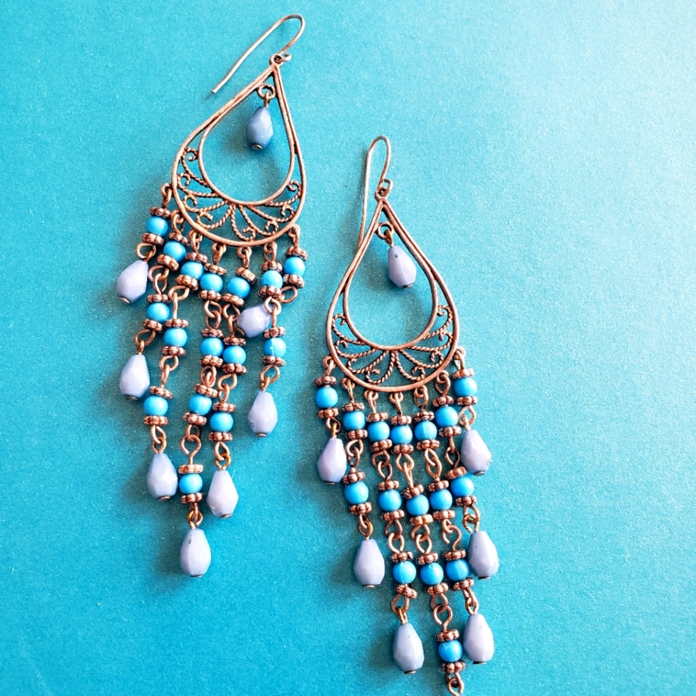 Blue beaded dangles